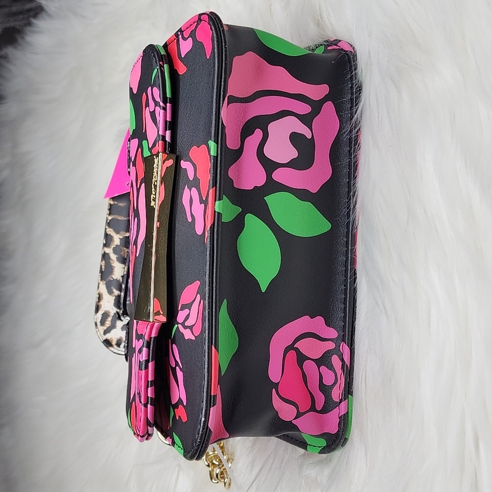 Betsey Johnson Top Handle Floral Leopard Crossbody Bag Purse - Picture 7 of 16
